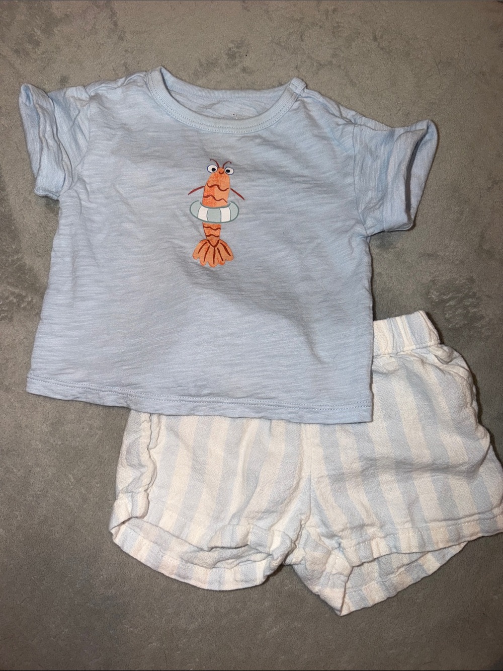 cloud island Light Blue Short Sleeve Pajama Set with Orange Fish